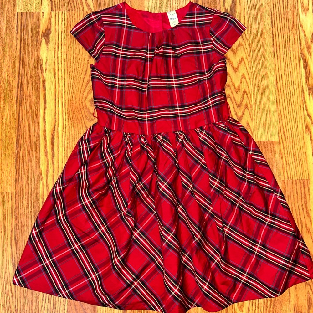 Carter's Vibrant Traditional Red Plaid  Holiday Dress